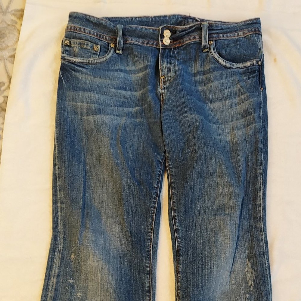 Vigoss stressed wide leg/bootcut jeans with back flip pockets